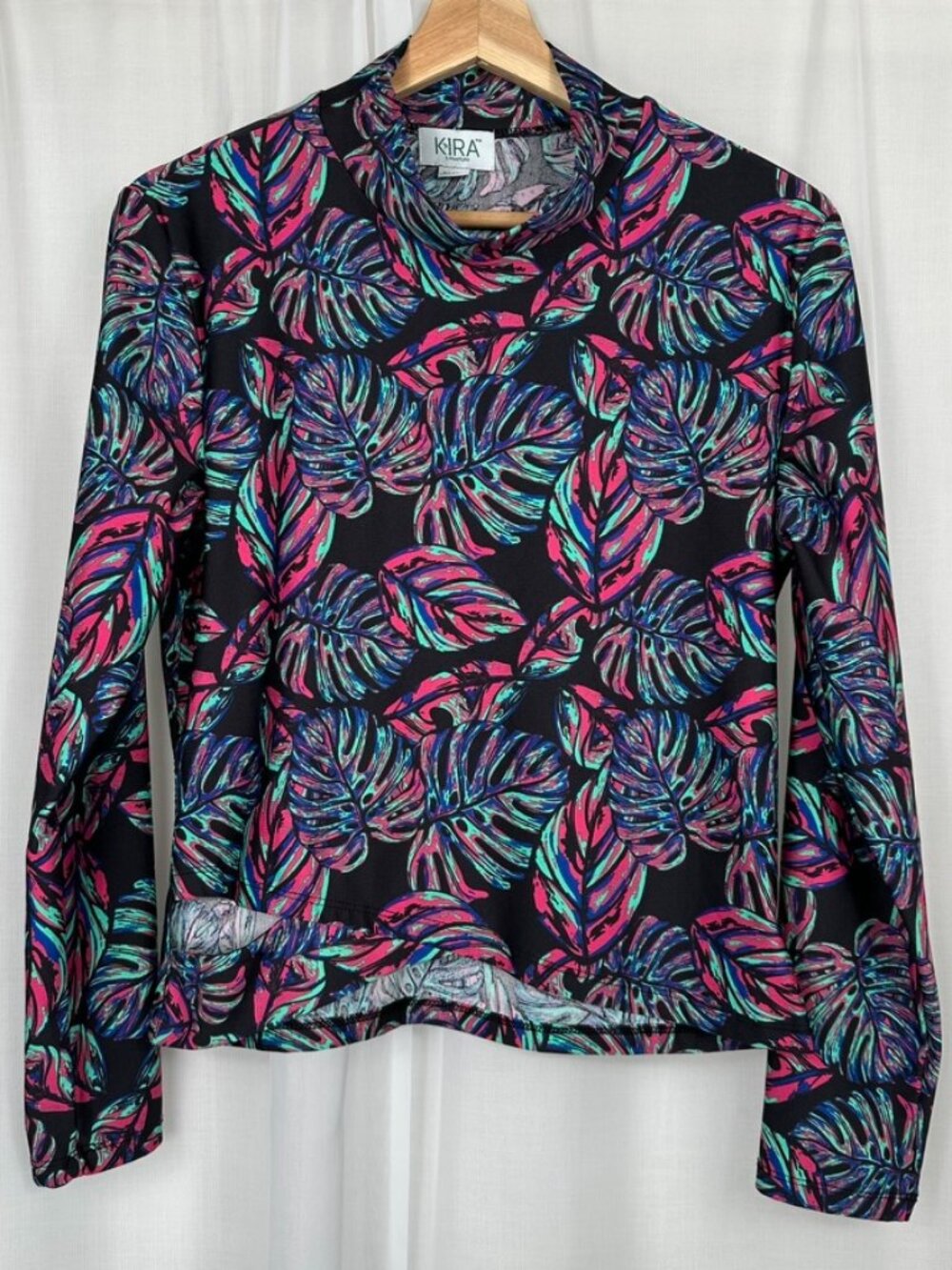 Kira Lifestyle Cut Out Rashguard Swim Shirt Juniors XL Tropical Monstera Print